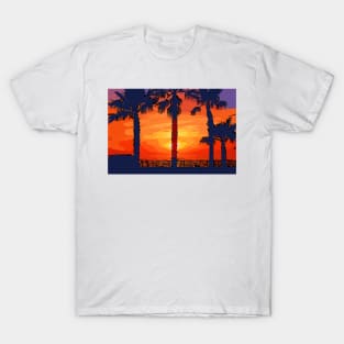Sunset Behind The Palm Tree T-Shirt